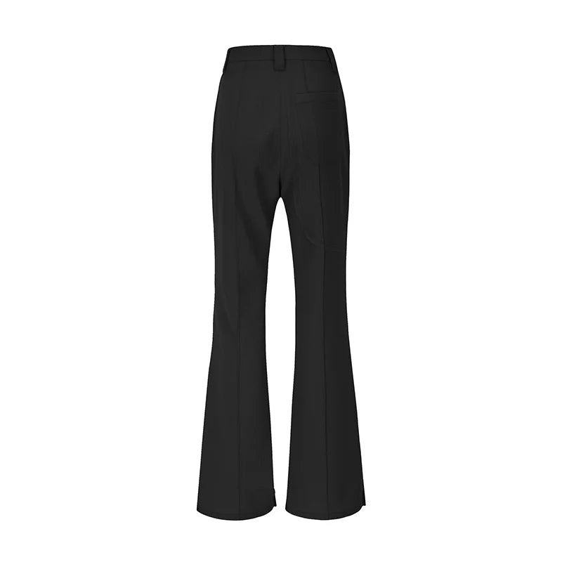 Wrinkle Chiffon Raw Edge Angled Pleated Trousers