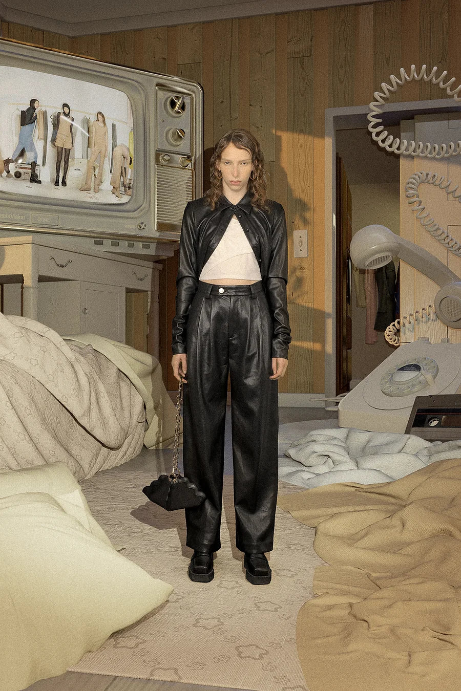 Vegan Leather Straight Pants