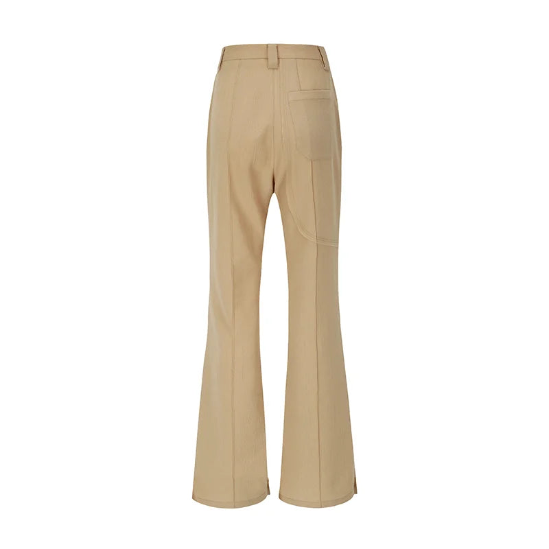 Wrinkle Chiffon Raw Edge Angled Pleated Trousers