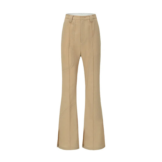 Wrinkle Chiffon Raw Edge Angled Pleated Trousers