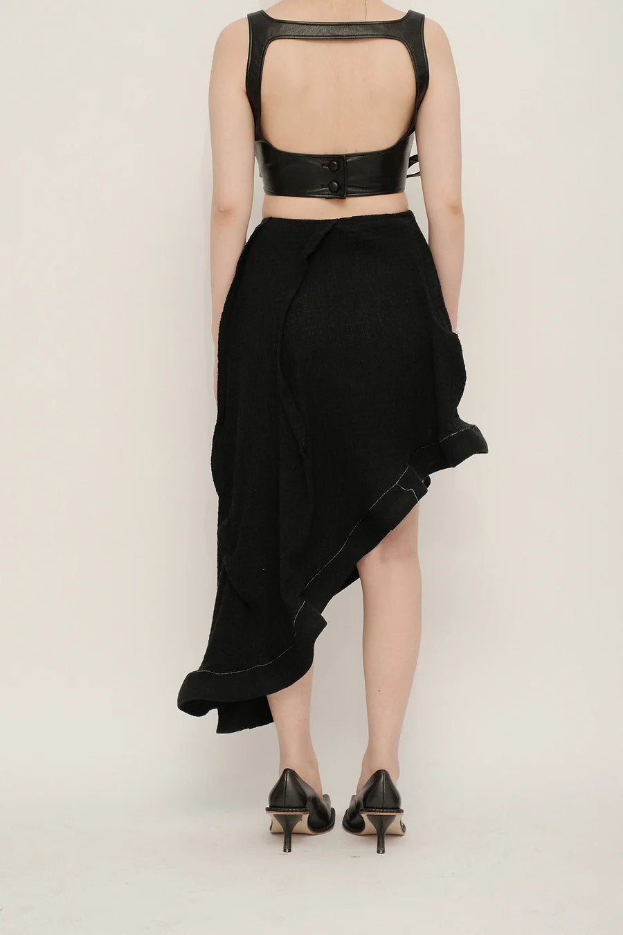 Asymmetric Ruffle Hem Choppy Skirt