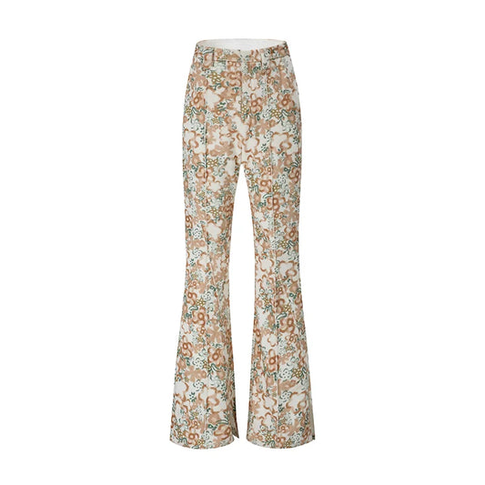 Floral Print Angled Pleated Trousers