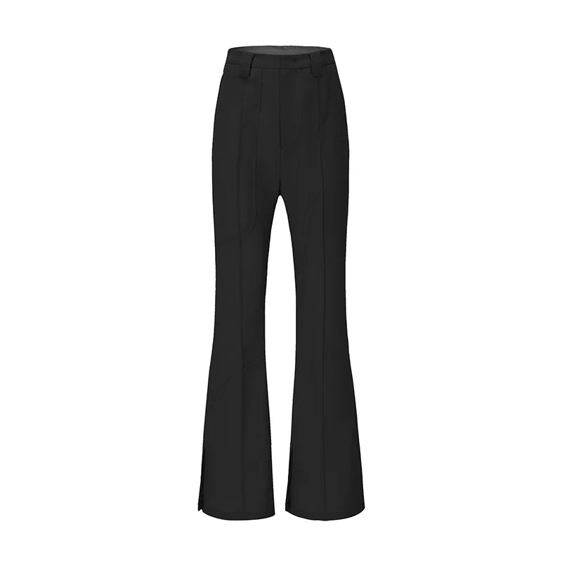 Wrinkle Chiffon Raw Edge Angled Pleated Trousers