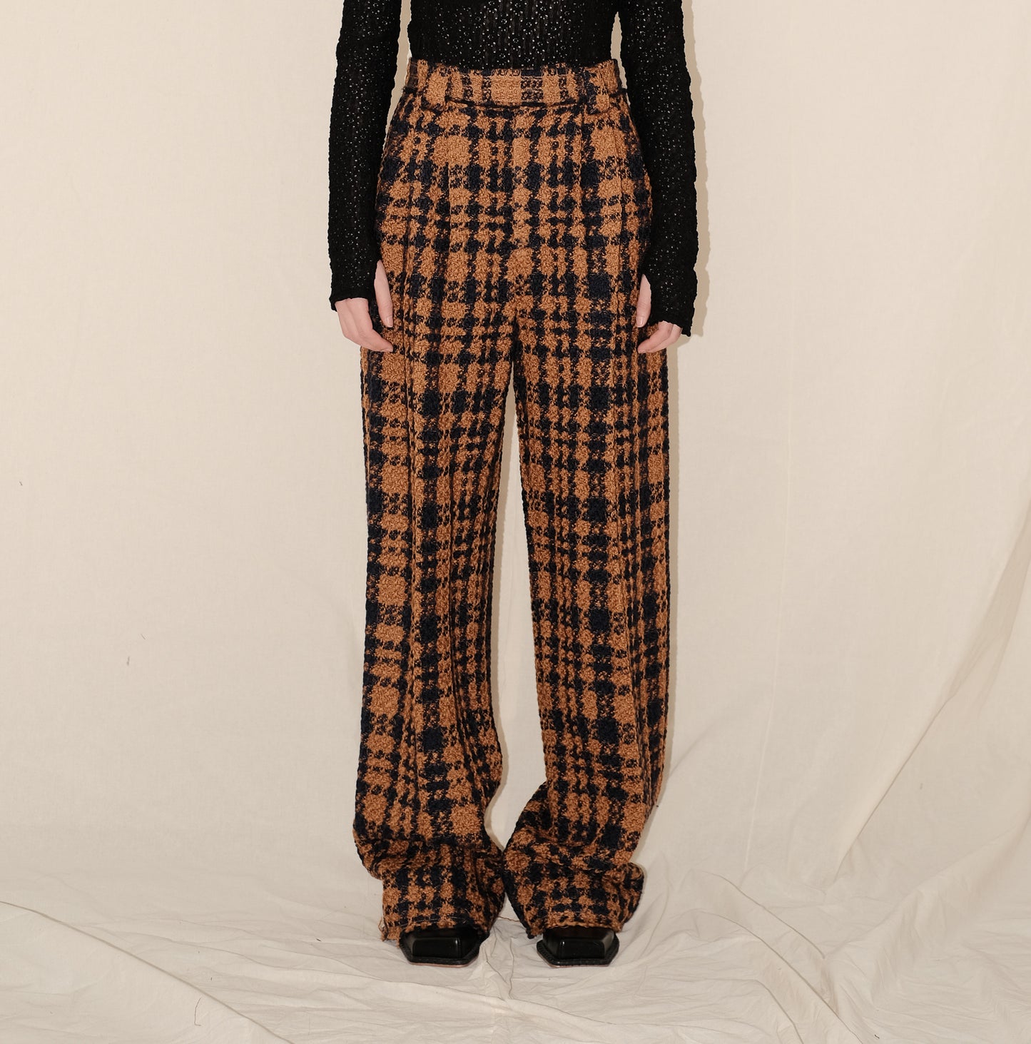 Wool Tweed Raw Edge Pants