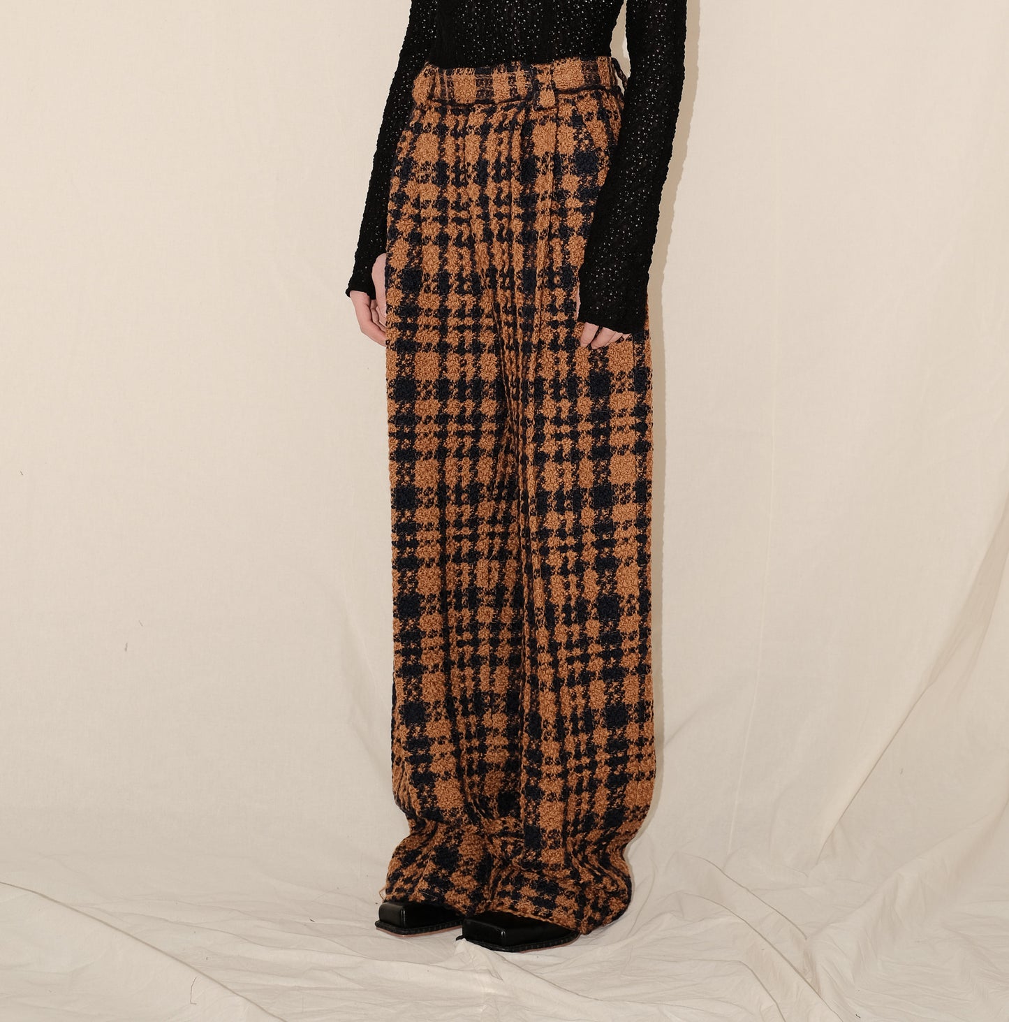 Wool Tweed Raw Edge Pants