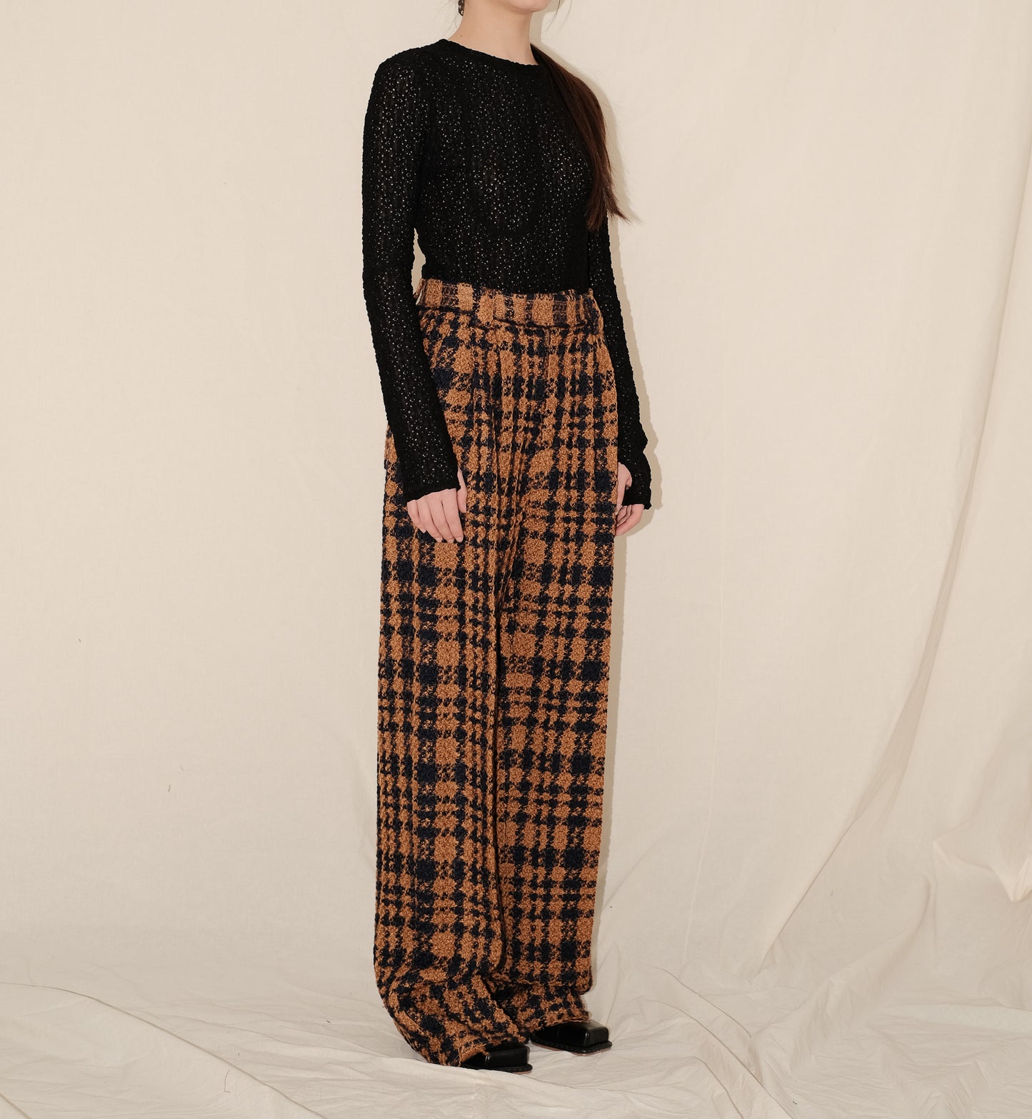 Wool Tweed Raw Edge Pants