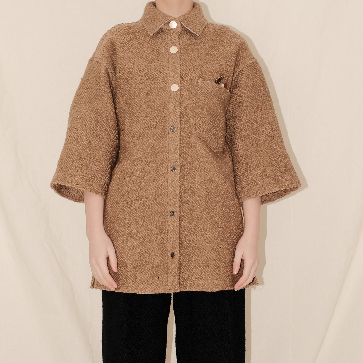 Twill Wool Tweed Oversized Shirt