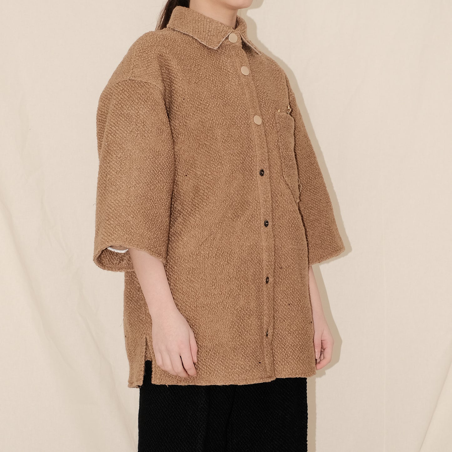 Twill Wool Tweed Oversized Shirt