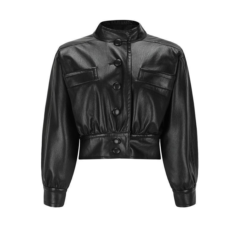 Vegan Leather Oversized Crop Jacket