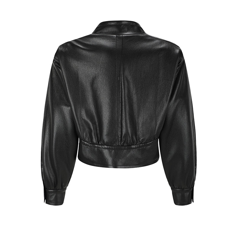 Vegan Leather Oversized Crop Jacket