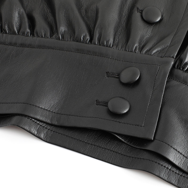 Vegan Leather Oversized Crop Jacket