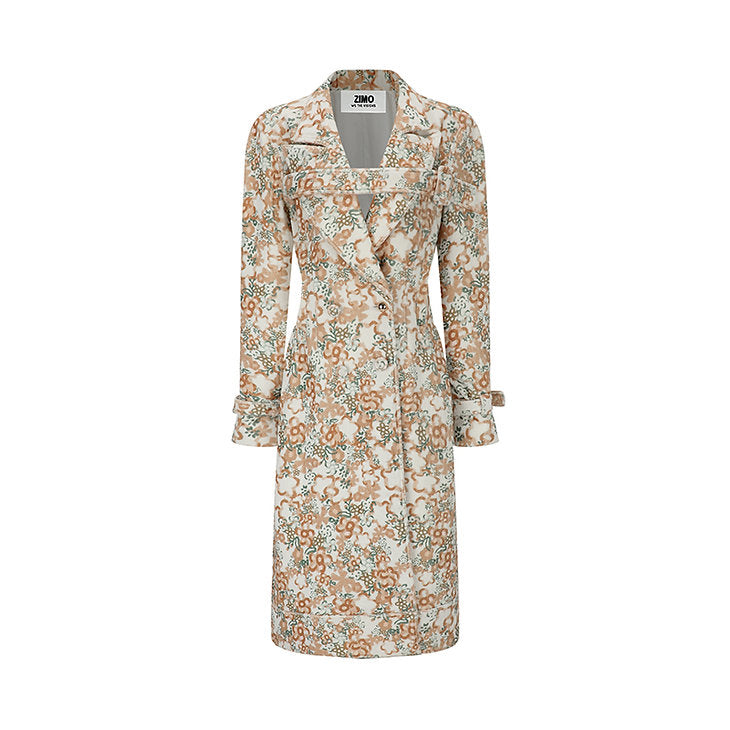 Floral Print Oversized Shoulder Coat