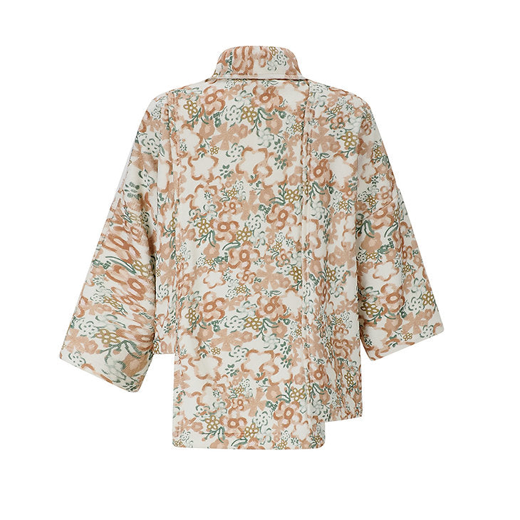 Floral Print Patchwork Off-Shoulder Polo